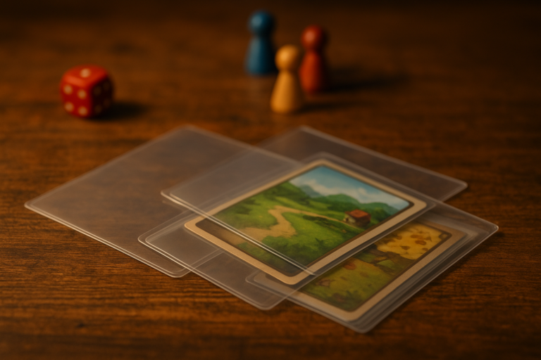 Protège-cartes jeux de société : tailles, matières, marques